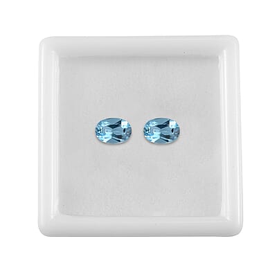 Set of 2 Swiss Blue Topaz (Oval 7x5 mm) 1.72 ctw Loose gemstone