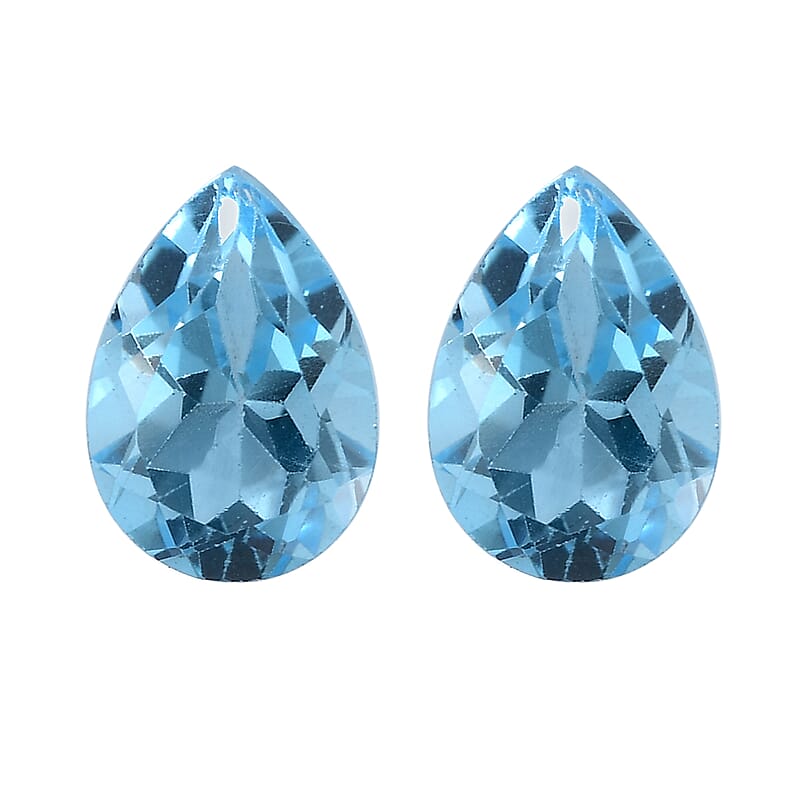 Set of 2 Swiss Blue Topaz (Pear 7x5 mm) 1.49 ctw