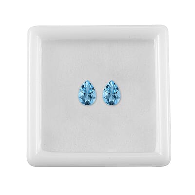 Set of 2 Swiss Blue Topaz (Pear 7x5 mm) 1.49 ctw