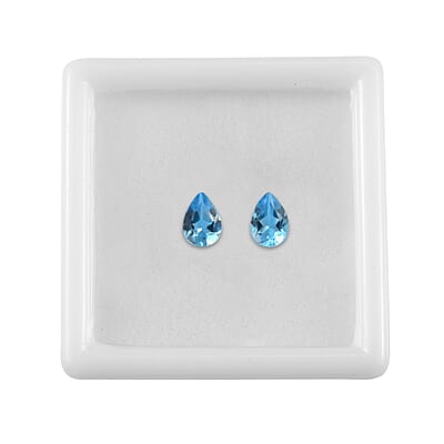 Set of 2 AA Swiss Blue Topaz (Pear 7x5 mm) 1.41 ctw Loose Gemstone