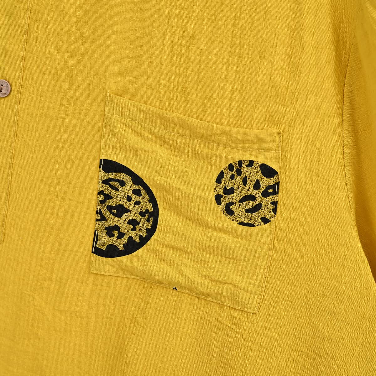 Yellow Square Pattern Round Neck Top - One Size Fits Most image number 3