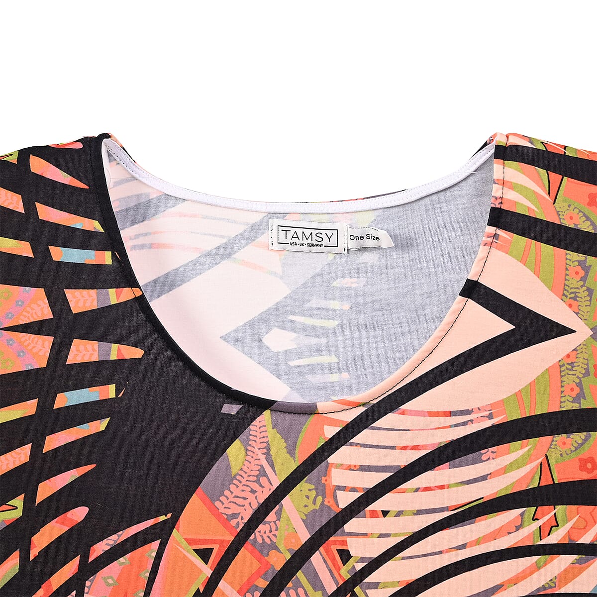 Tamsy Black with Beige Artistic Stripe Knit Shirt with Canvas Bag - One Size Missy image number 2