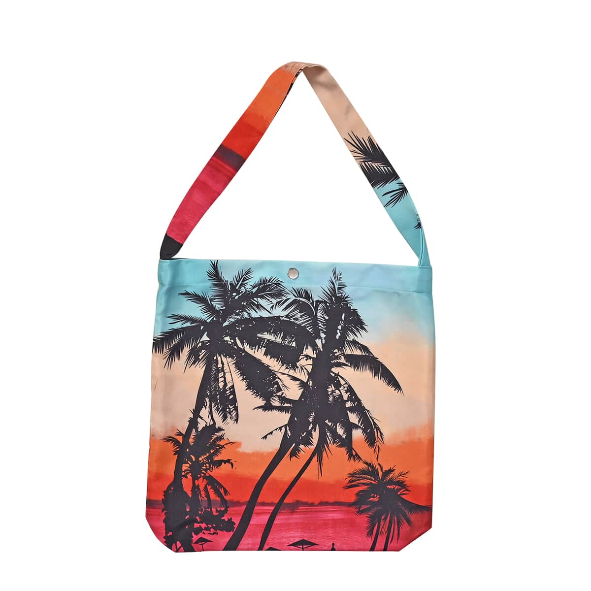 Tamsy Sunset and Coconut Tree Knit Shirt with Canvas Bag - One Size Plus image number 4