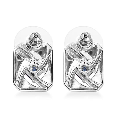 GP Art Deco Collection Premium Moroccan Amethys and White Zircon Stud Earrings in Rhodium Over Sterling Silver 1.70 ctw
