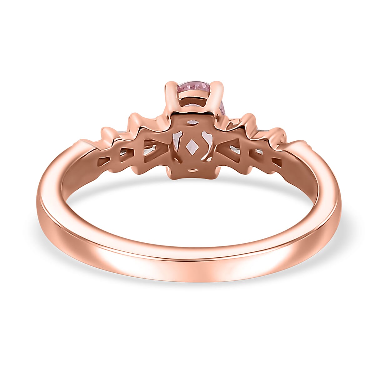 Narsipatnam Pink Spinel, Diamond Ring in 18K Vermeil RG Over Sterling Silver (Size 10.0) 0.60 ctw image number 4