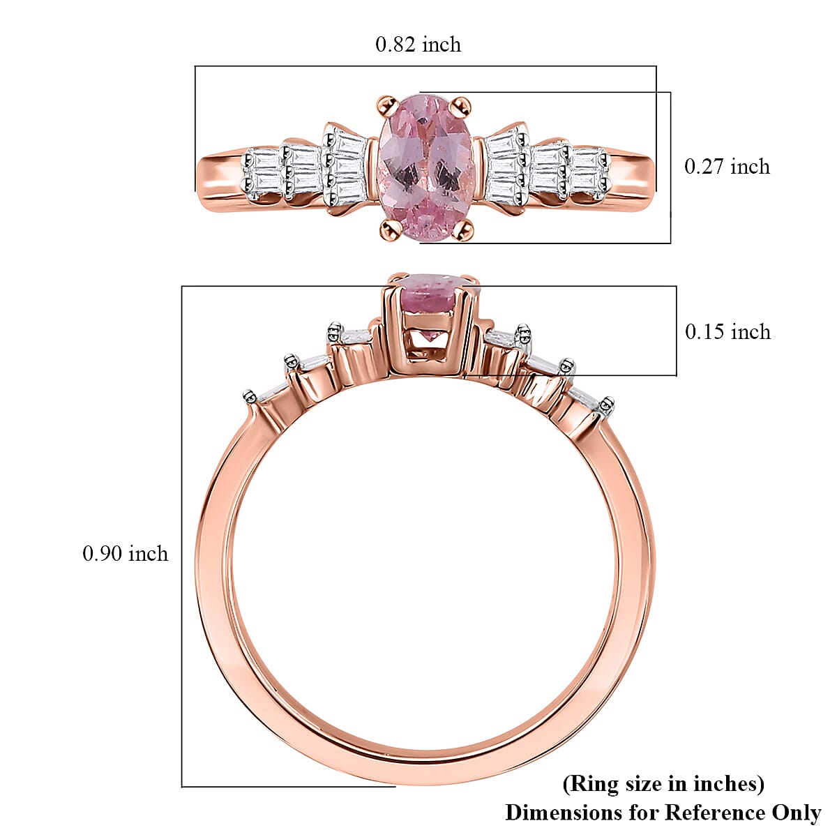 Narsipatnam Pink Spinel and Diamond Ring in 18K Vermeil Rose Gold Over Sterling Silver (Size 10.0) 0.60 ctw