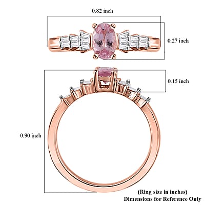Narsipatnam Pink Spinel and Diamond Ring in 18K Vermeil Rose Gold Over Sterling Silver (Size 10.0) 0.60 ctw