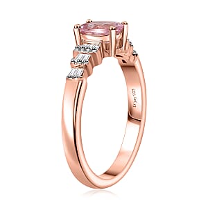 Narsipatnam Pink Spinel and Diamond Ring in 18K Vermeil Rose Gold Over Sterling Silver (Size 8.0) 0.60 ctw