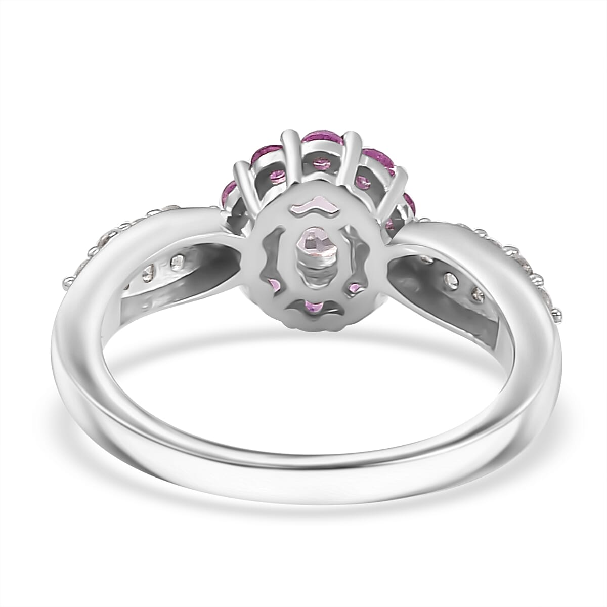 D'Joy Narsipatnam Pink Spinel and Multi Gemstone Ring in Rhodium Over Sterling Silver (Size 10.0) 1.10 ctw