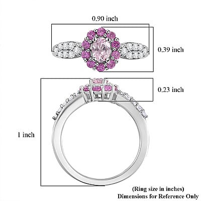 D'Joy Narsipatnam Pink Spinel and Multi Gemstone Ring in Rhodium Over Sterling Silver (Size 10.0) 1.10 ctw