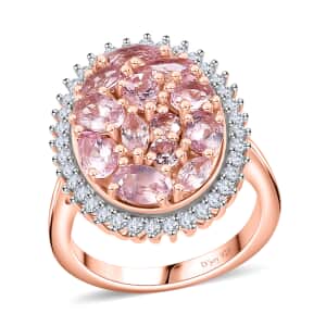 Narsipatnam Pink Spinel and White Zircon Cluster Ring in 18K Vermeil Rose Gold Over Sterling Silver (Size 10.0) 2.60 ctw