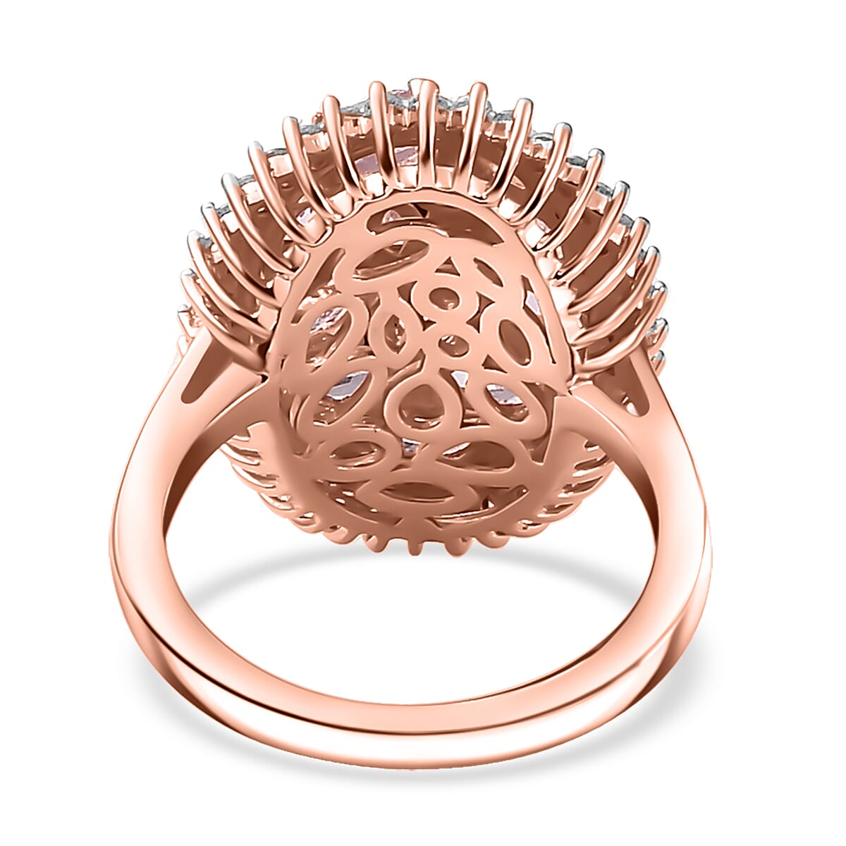 Narsipatnam Pink Spinel, White Zircon Cocktail Ring in 18K Vermeil RG Over Sterling Silver (Size 10.0) 2.60 ctw