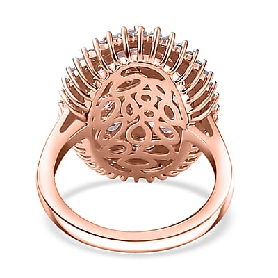 Narsipatnam Pink Spinel, White Zircon Cocktail Ring in 18K Vermeil RG Over Sterling Silver (Size 10.0) 2.60 ctw