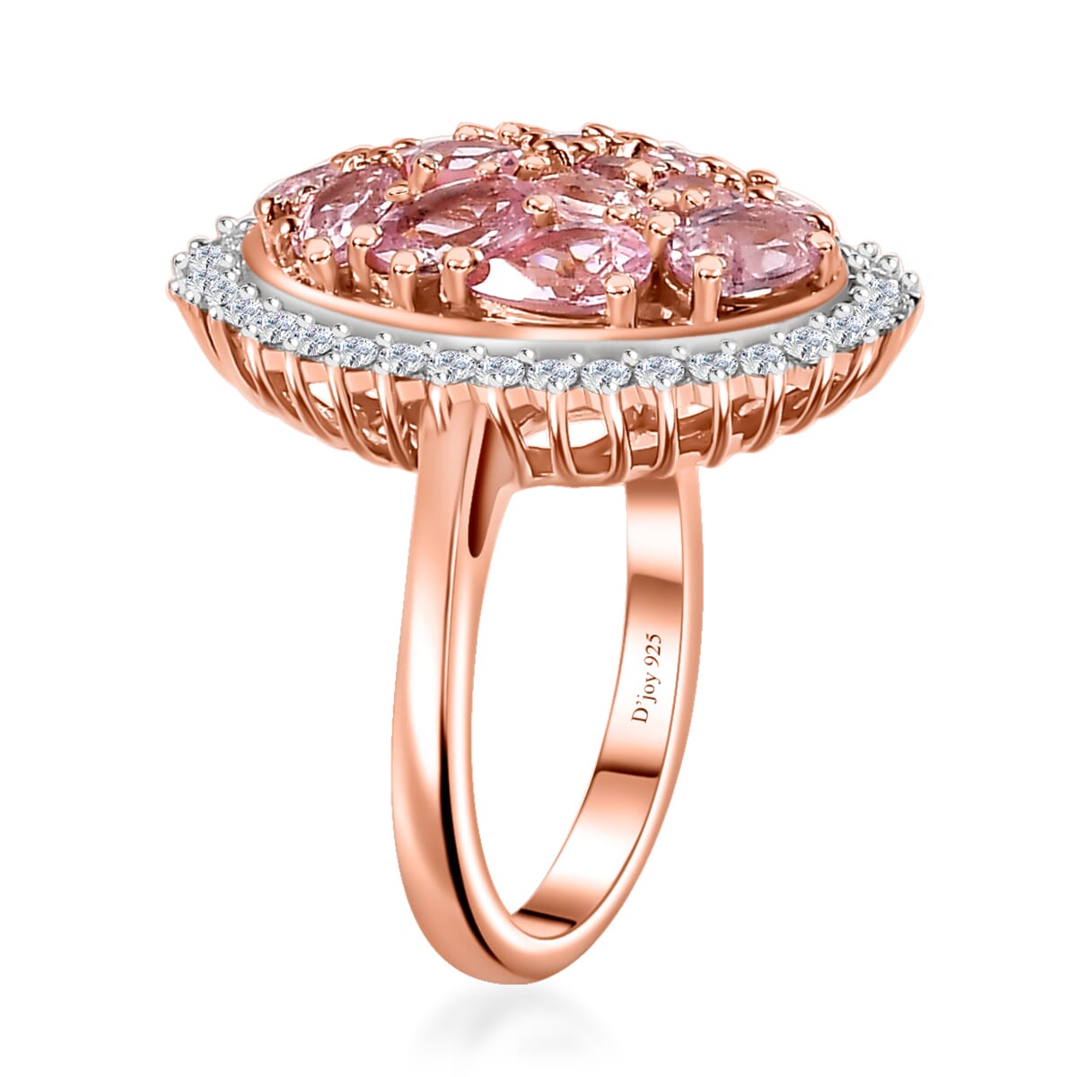 Narsipatnam Pink Spinel and White Zircon Cocktail Ring in 18K Vermeil Rose Gold Over Sterling Silver (Size 5.0) 2.60 ctw image number 3