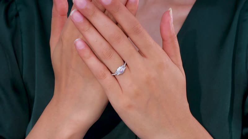 Narsipatnam Pink Spinel and White Zircon Ring in Rhodium Over Sterling Silver (Size 10.0) 0.85 ctw