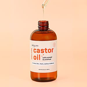 SpaLife Castor Oil 100% Pure - For Hair, Skin, Lashes & Brows 8oz (Ships in 7-10 Days)
