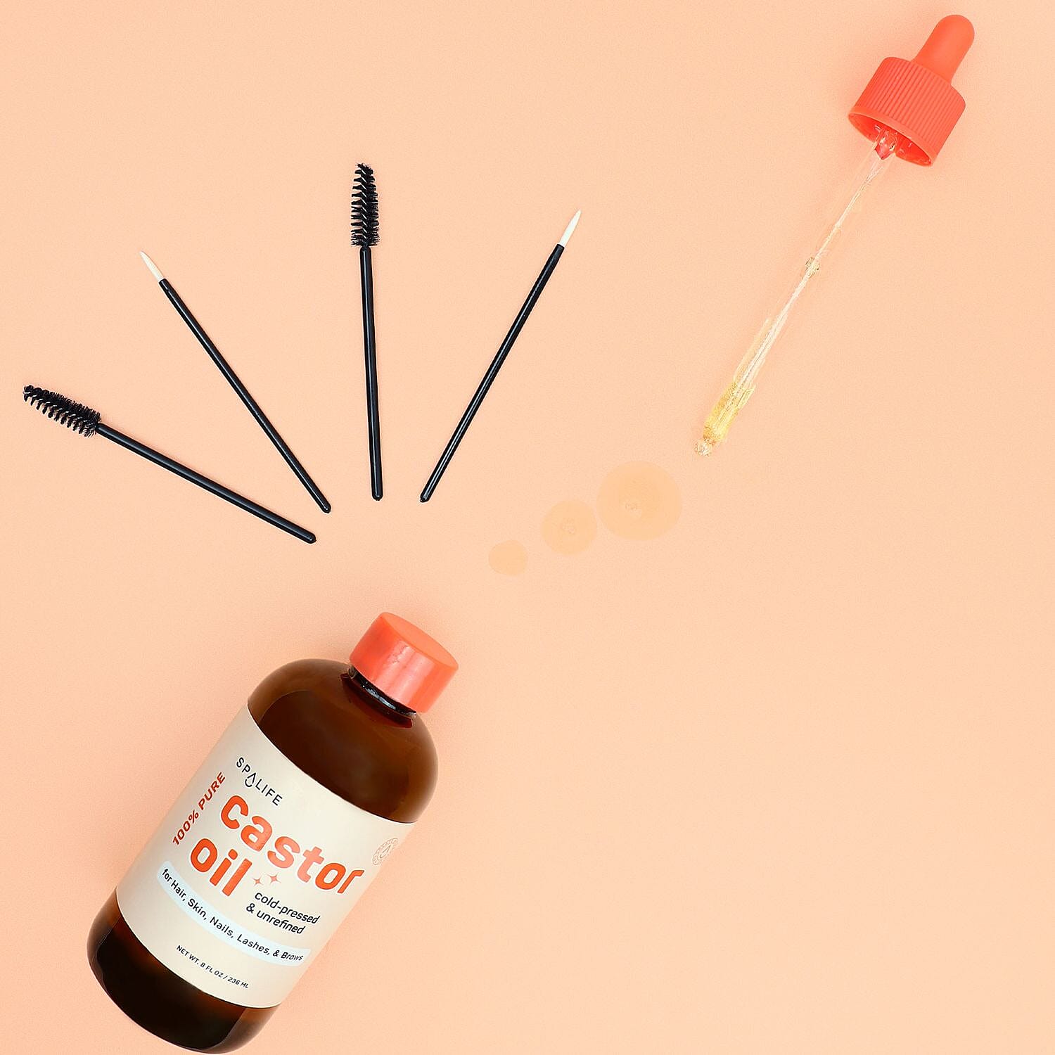 SpaLife Castor Oil 100% Pure - For Hair, Skin, Lashes & Brows 8oz (Ships in 7-10 Days)