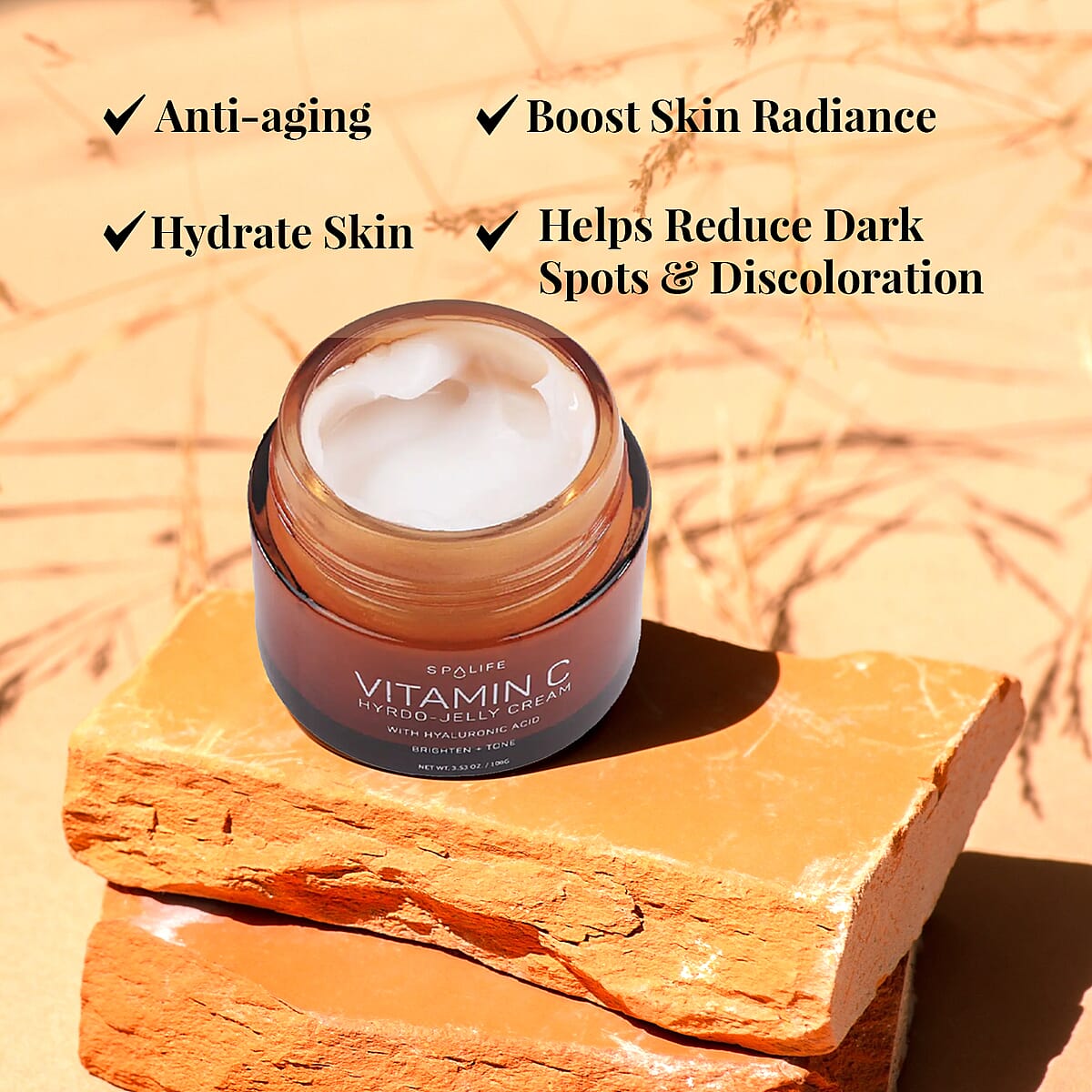 SpaLife Vitamin C Hydro-Jelly Cream with Hyaluronic Acid (Brighten + Tone) 3.53oz image number 2