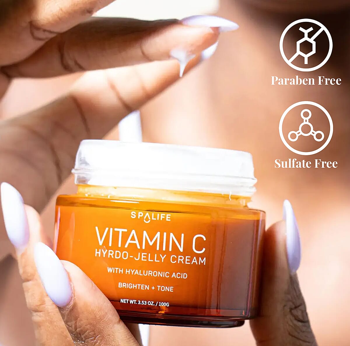 SpaLife Vitamin C Hydro-Jelly Cream with Hyaluronic Acid (Brighten + Tone) 3.53oz image number 4