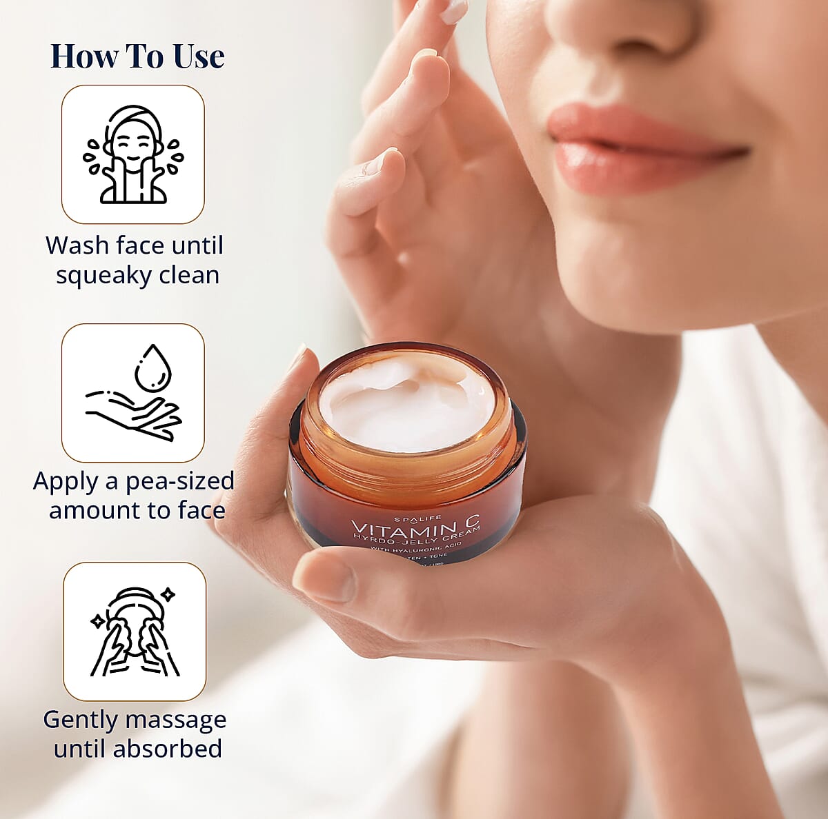 SpaLife Vitamin C Hydro-Jelly Cream with Hyaluronic Acid (Brighten + Tone) 3.53oz image number 5