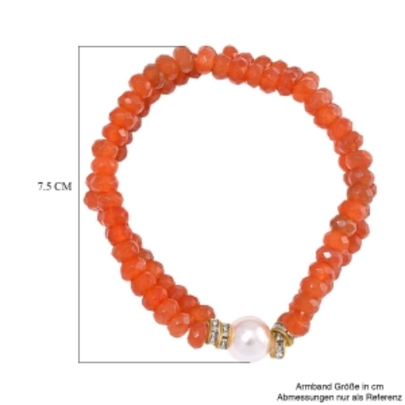 Red Agate and Multi Gemstone 90.00 ctw Bracelet in Goldtone (7.00-7.50 In)