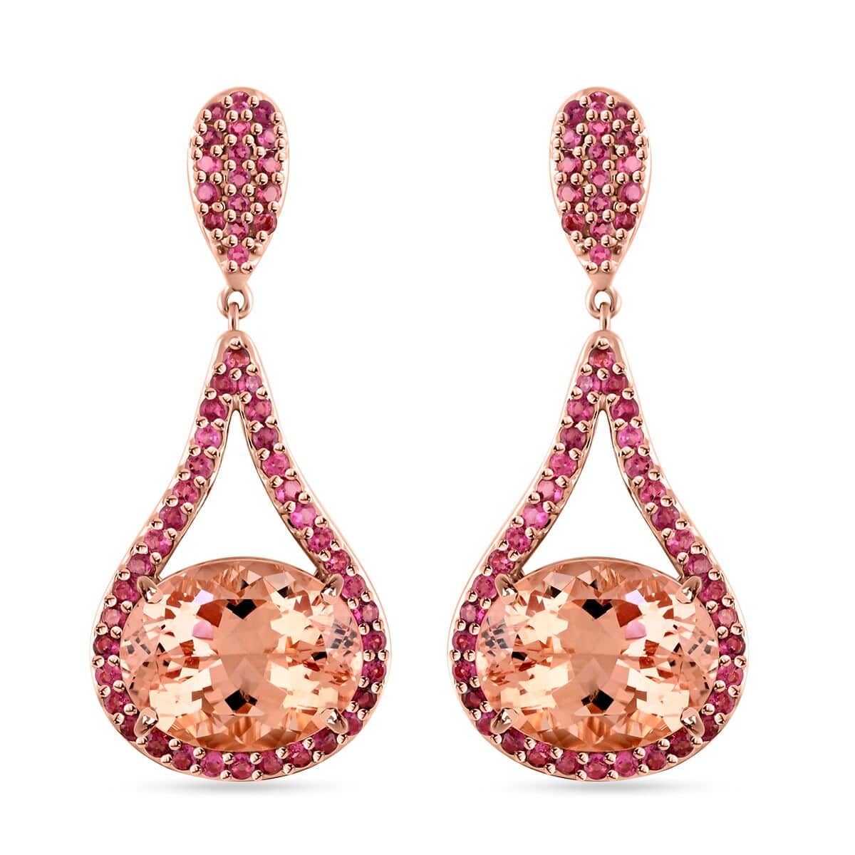 Luxoro 14K Rose Gold AAA Morro Redondo Pink Tourmaline and Multi Gemstone Dangling Earrings 8 Grams 3.85 ctw image number 0