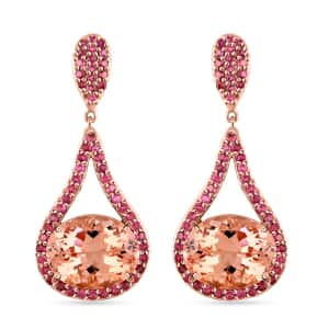 Luxoro 14K Rose Gold AAA Morro Redondo Pink Tourmaline and Multi Gemstone Dangling Earrings 8 Grams 3.85 ctw