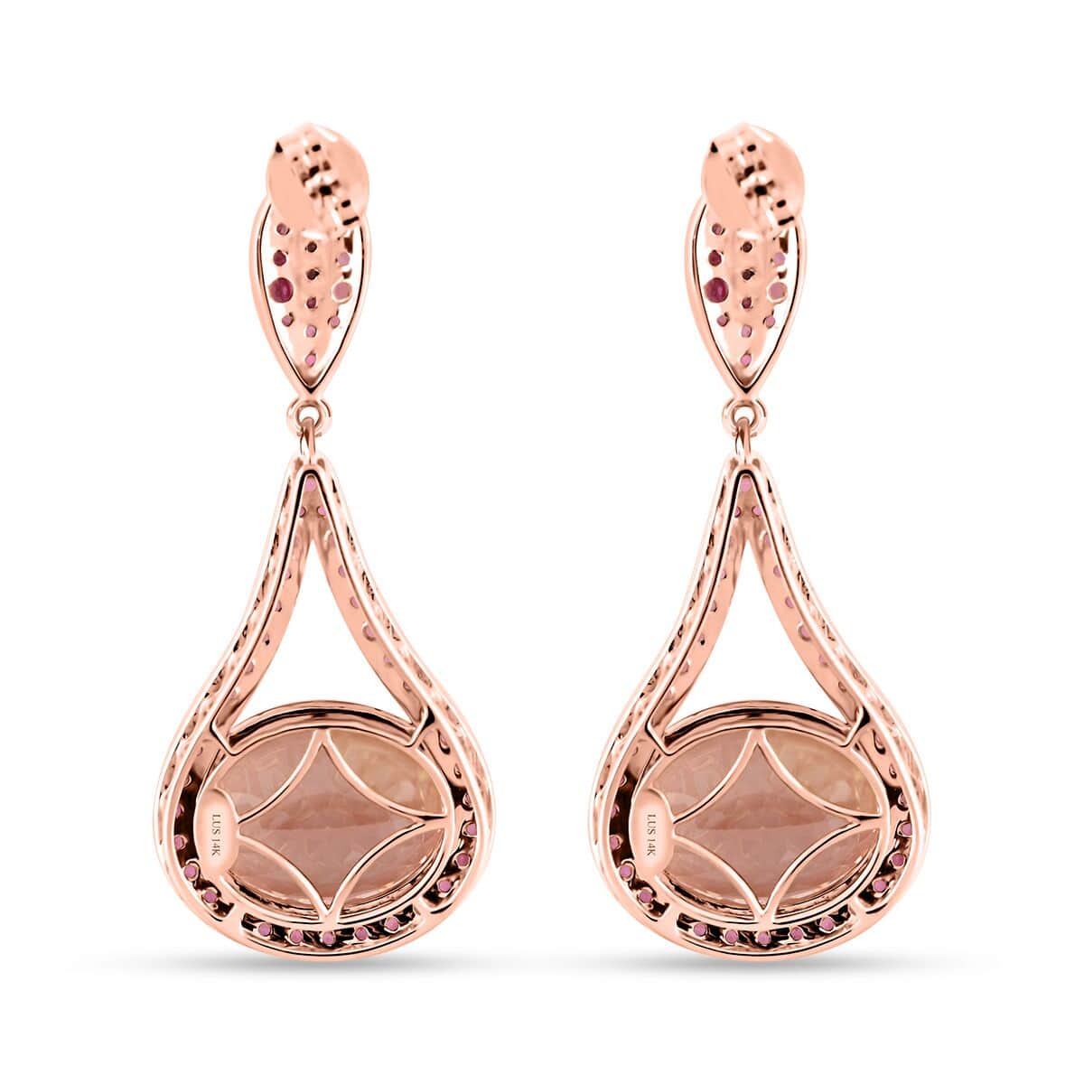 Luxoro 14K Rose Gold AAA Morro Redondo Pink Tourmaline and Multi Gemstone Dangling Earrings 8 Grams 3.85 ctw image number 4
