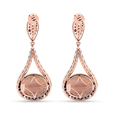 Luxoro AAA Marropino Morganite and Morro Redondo Pink Tourmaline 3.85 ctw Dangling Earrings in 14K Rose Gold 8 Grams