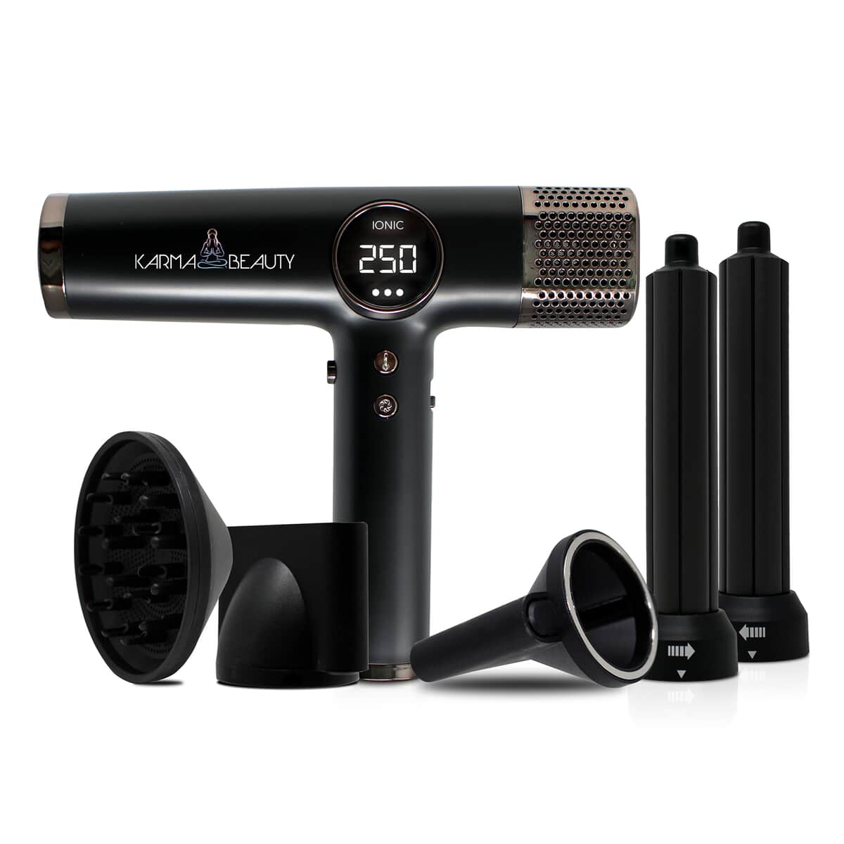 Karma Beauty IQ Professional Digital Blow Dryer with 5x Styling Attachments - Black image number 0