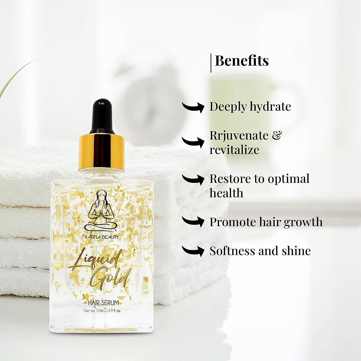 Karma Beauty Liquid Gold Restorative Gold Infused Hair Serum image number 2