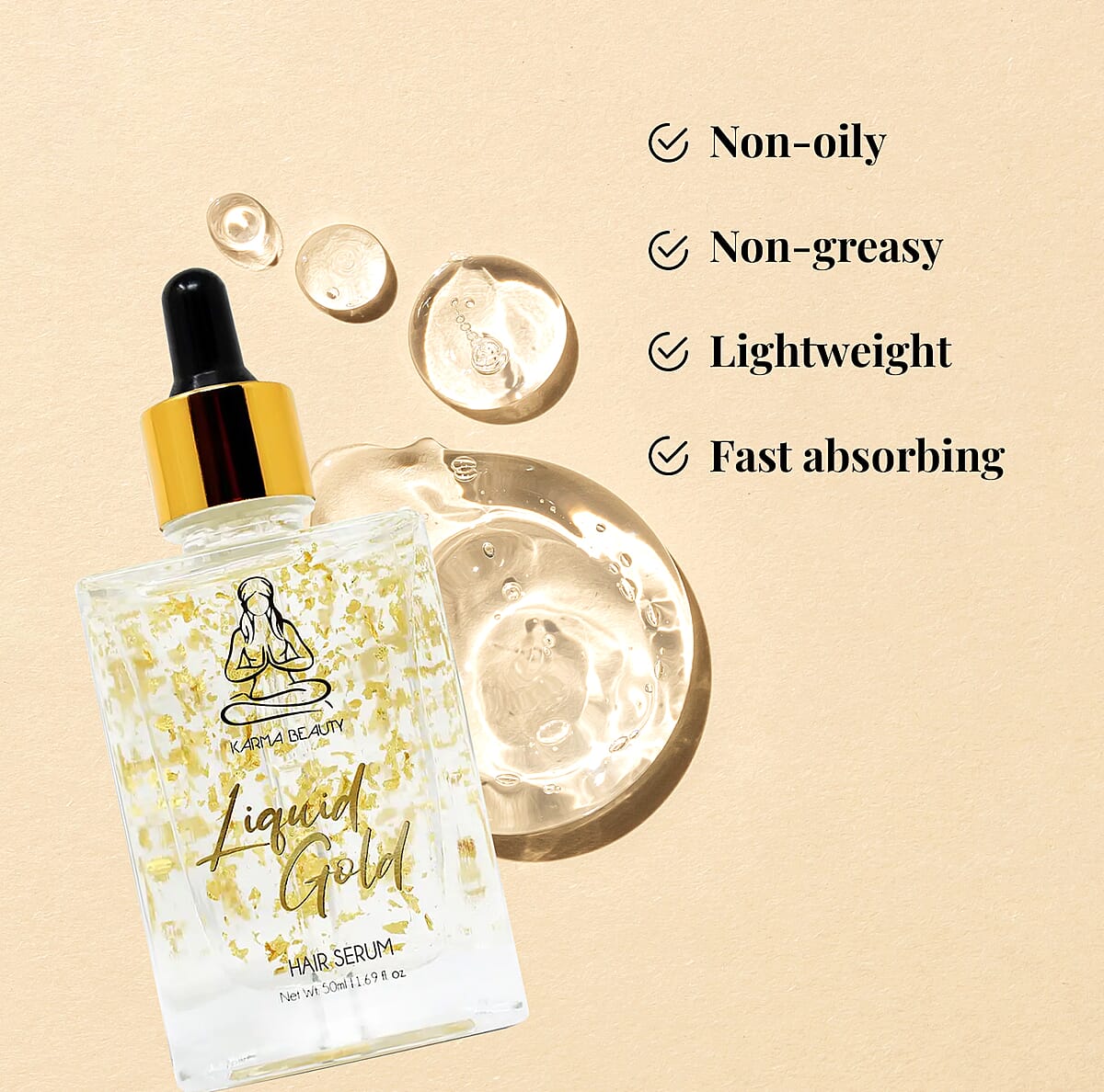 Karma Beauty Liquid Gold Restorative Gold Infused Hair Serum image number 4