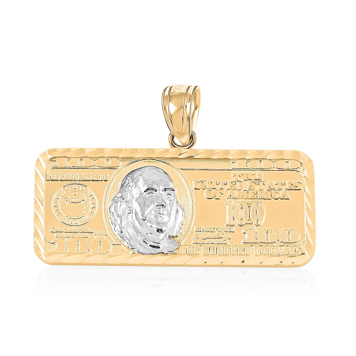 Made in America 10K Yellow and White Gold Dollar Bill Pendant 4.50 Grams image number 0