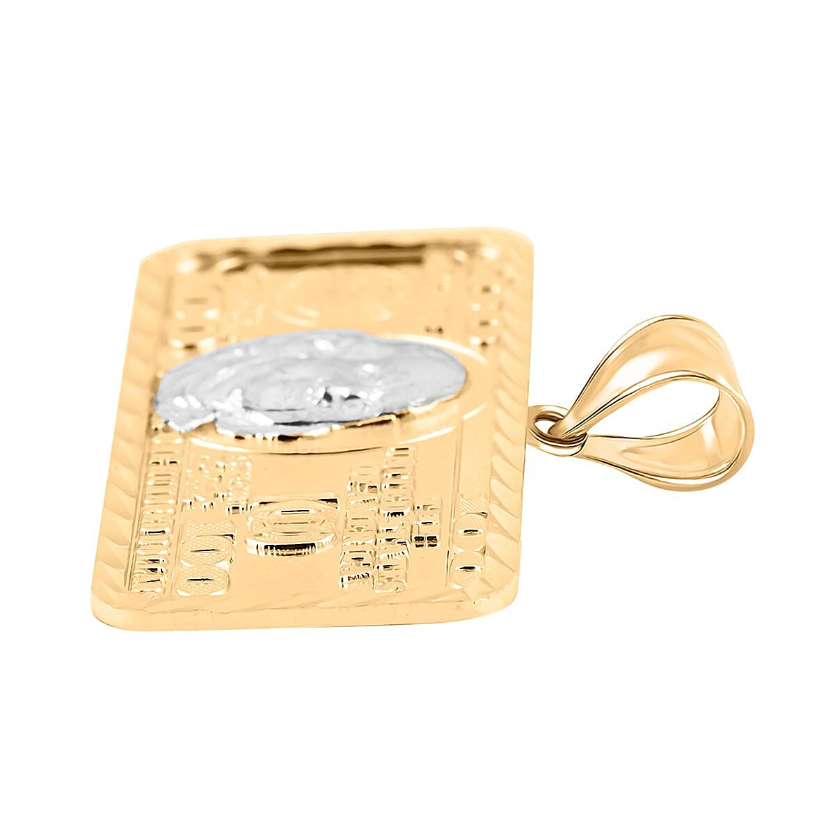 Made in America 10K Yellow and White Gold Dollar Bill Pendant 4.50 Grams image number 3