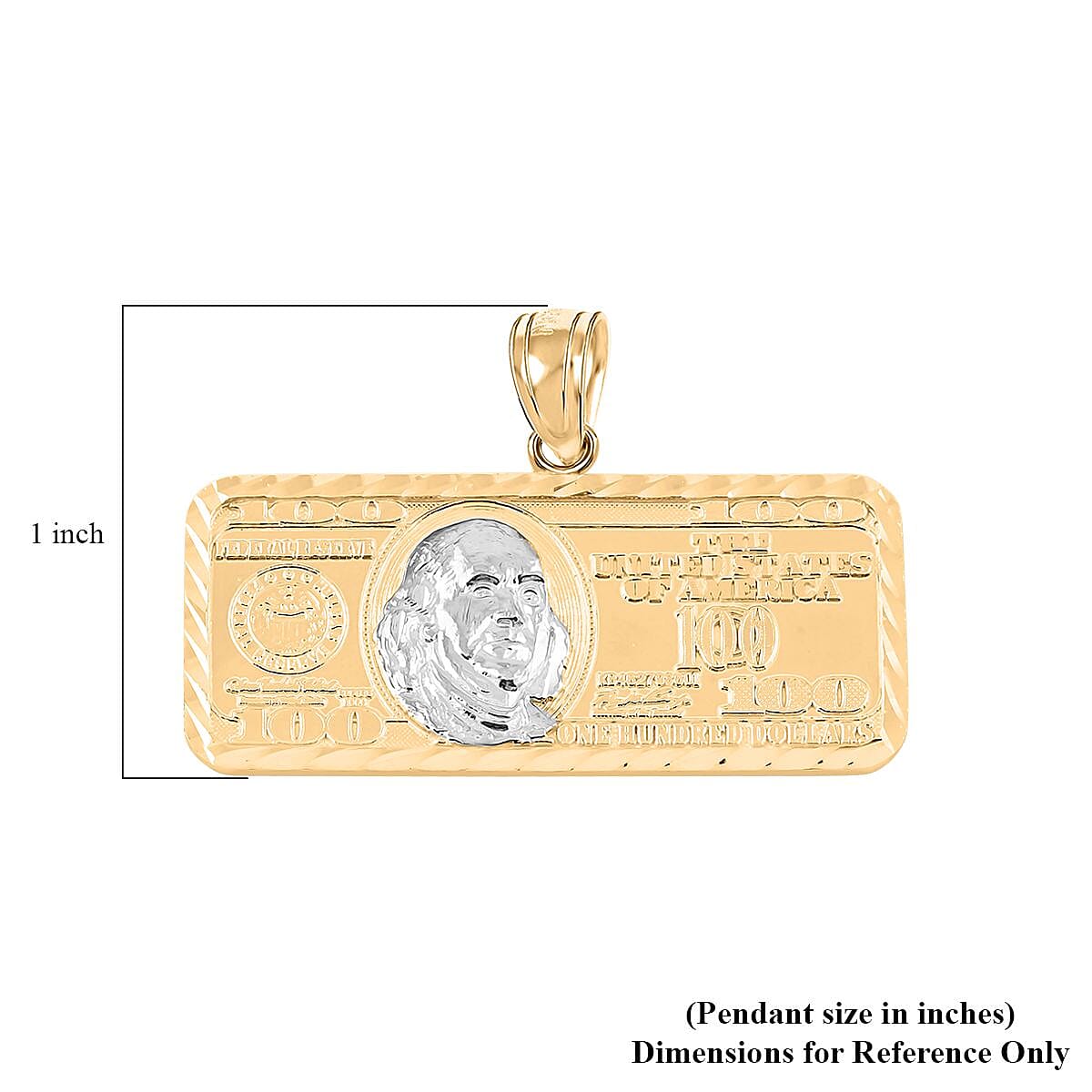 Made in America 10K Yellow and White Gold Dollar Bill Pendant 4.50 Grams