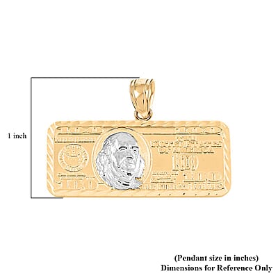 Made in America 10K Yellow and White Gold Dollar Bill Pendant 4.50 Grams