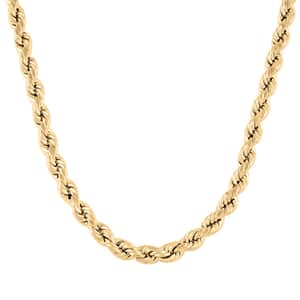 10K Yellow Gold 7mm Rope Necklace 24 Inches 19 Grams