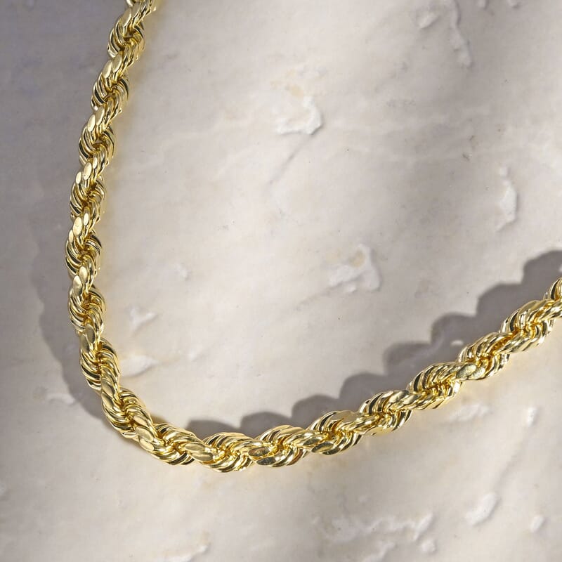 10K Yellow Gold 7mm Rope Necklace 24 Inches 19 Grams