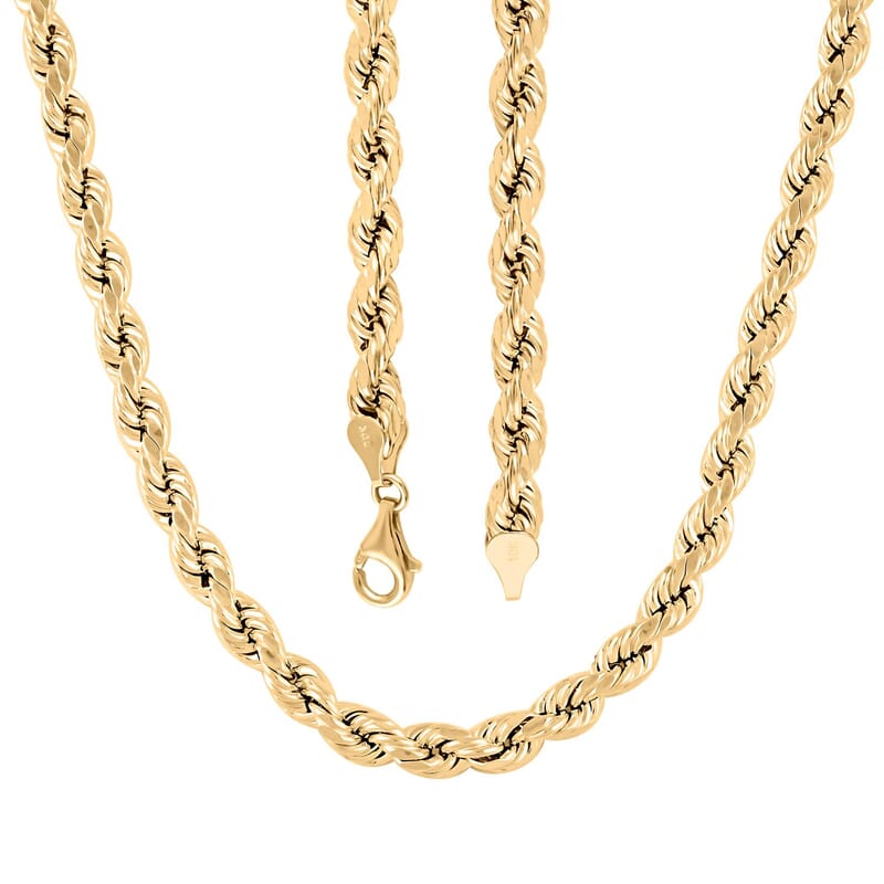10K Yellow Gold 7mm Rope Necklace 24 Inches 19 Grams