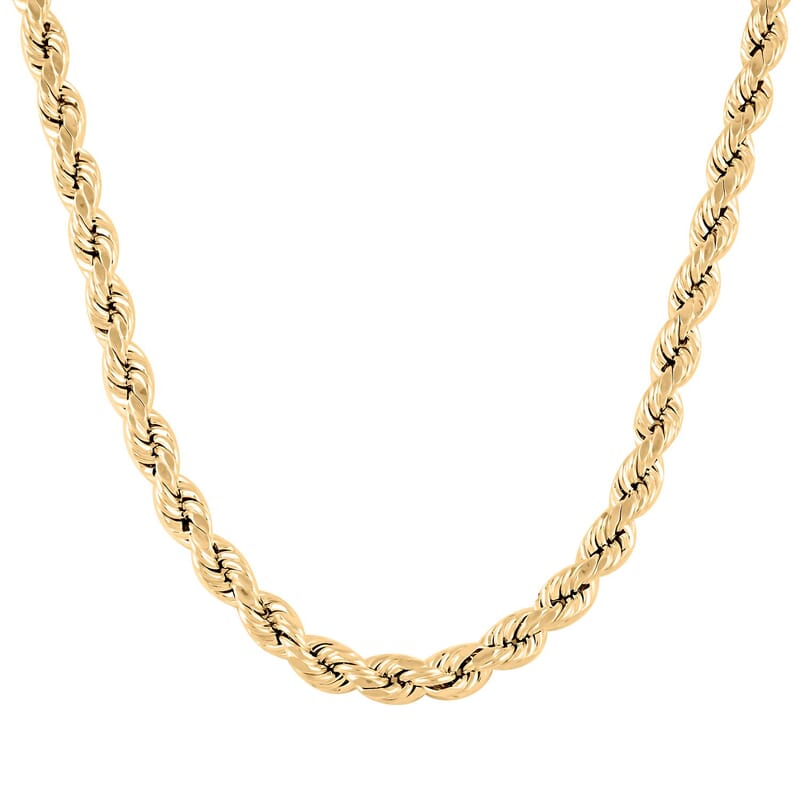 7mm Rope Necklace in 10K Yellow Gold 26 Inches 20.50 Grams