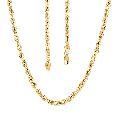 7mm Rope Necklace in 10K Yellow Gold 26 Inches 20.50 Grams