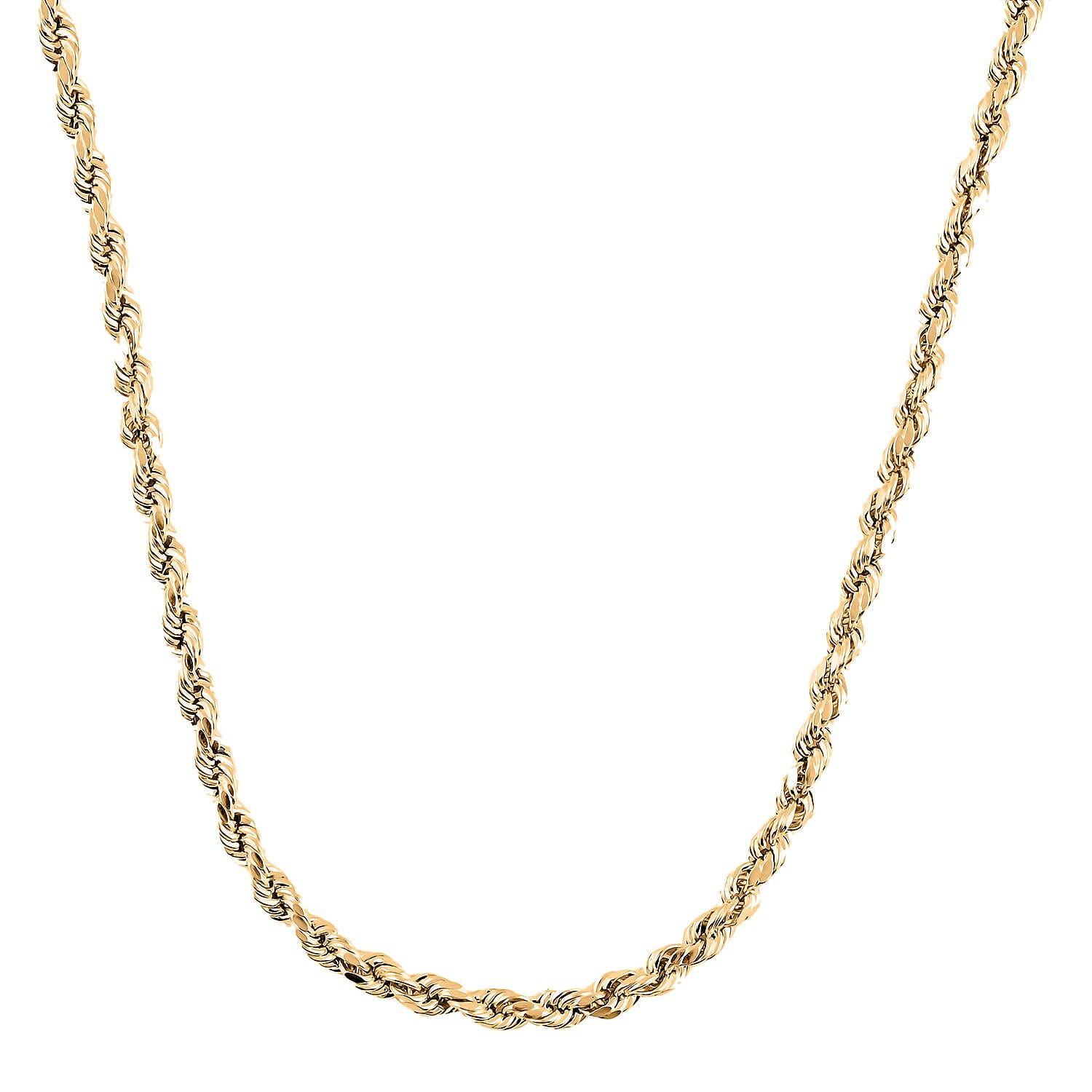 10K Yellow Gold 4mm Rope Necklace 22 Inches 7.20 Grams