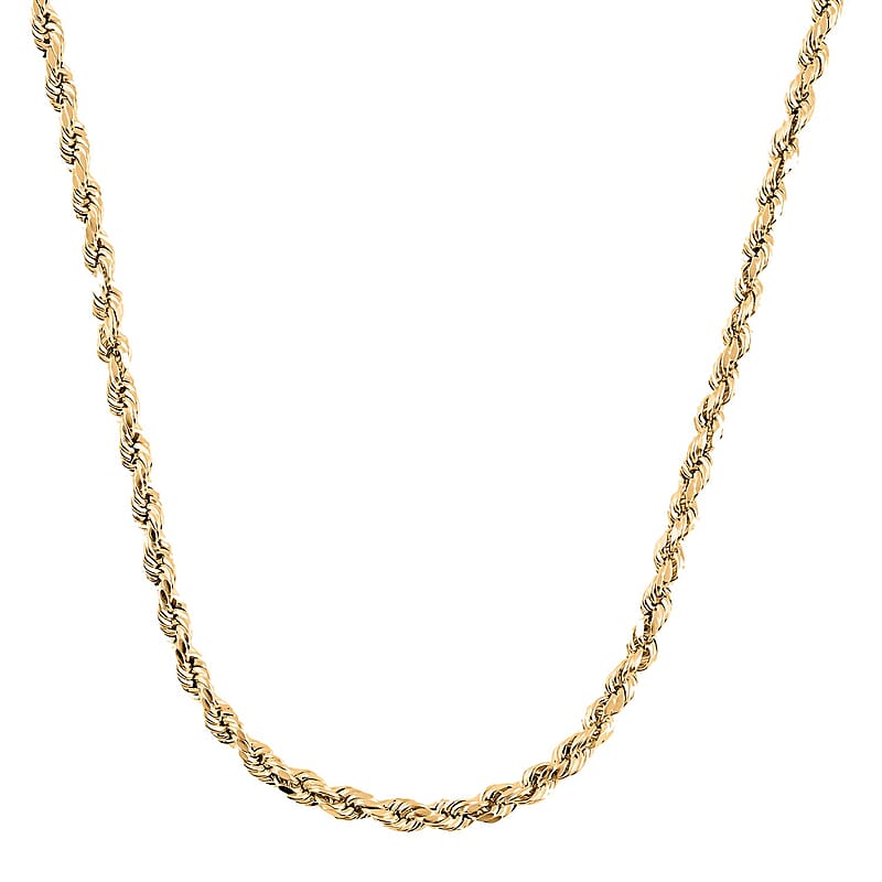 10K Yellow Gold 4mm Rope Necklace 22 Inches 7.20 Grams