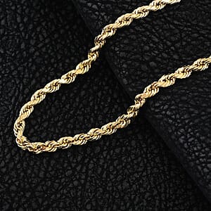 10K Yellow Gold 4mm Rope Necklace 22 Inches 7.30 Grams
