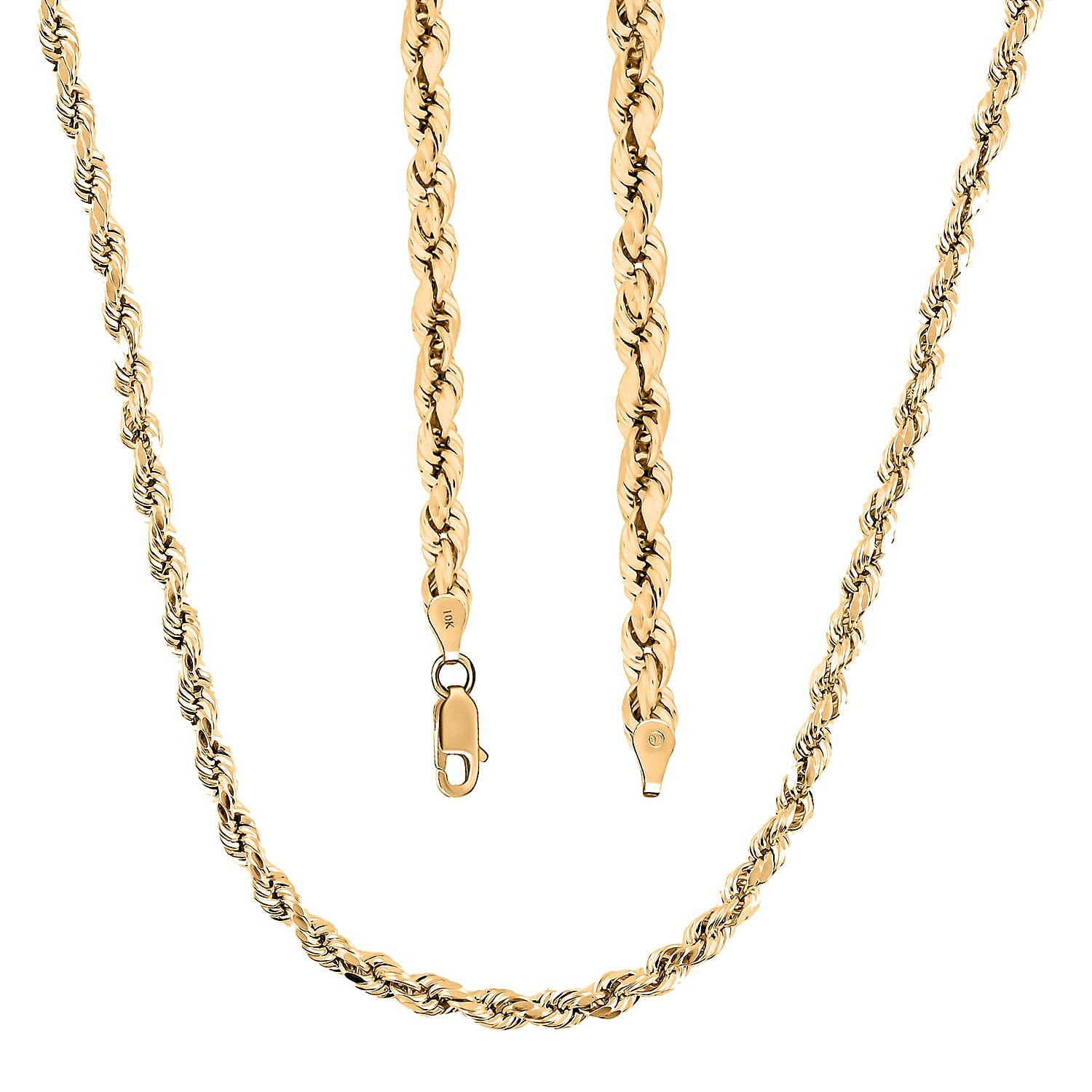 10K Yellow Gold 4mm Rope Necklace 22 Inches 7.20 Grams