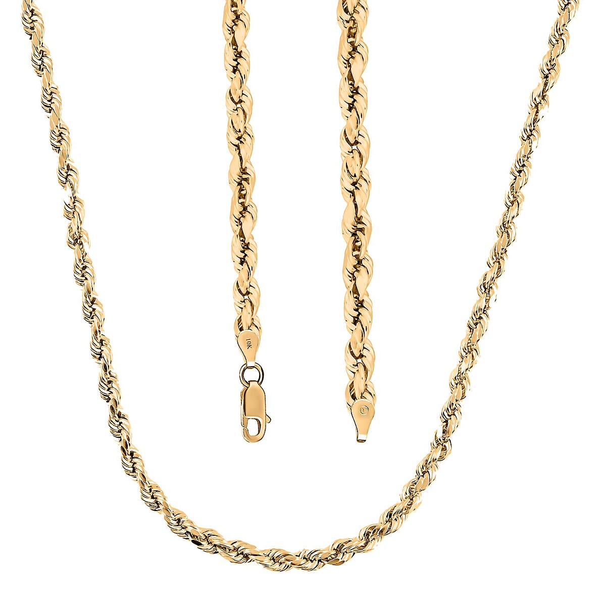 10K Yellow Gold 4mm Rope Necklace 22 Inches 7.30 Grams image number 3