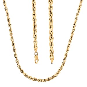 10K Yellow Gold 4mm Rope Necklace 22 Inches 7.30 Grams
