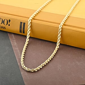 10K Yellow Gold 4mm Rope Necklace 24 Inches 8 Grams