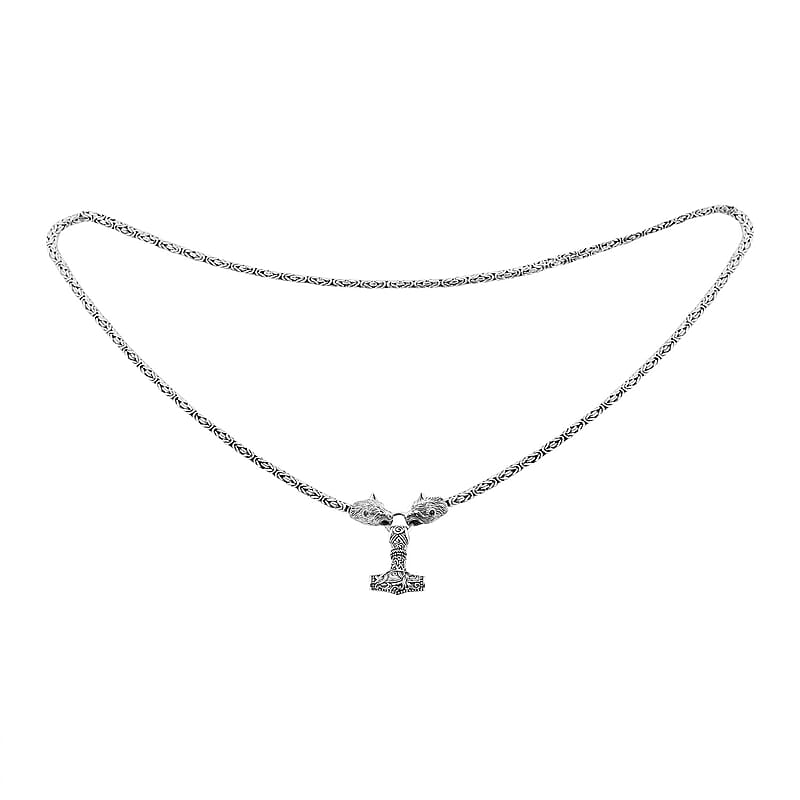 Bali Legacy Sterling Silver Wolf Necklace 30 Inches 57.15 Grams