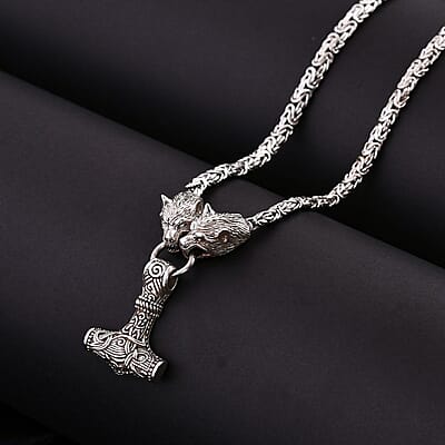 Bali Legacy Sterling Silver Wolf Necklace 30 Inches 57.15 Grams